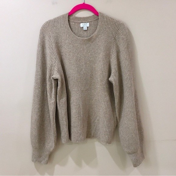 J.Crew Extra Soft Tan Sweater pullover long sleeve ribbed knit size m new - Picture 2 of 5